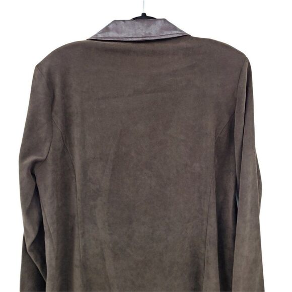 Vintage R&K Faux Ostrich Leather Ultrasuede Equestrian Trench Brown Sz 16 - Picture 9 of 12